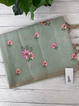 Tissue mix Soft silk saree with embroidery MS8189- Pastel BluemixGreen