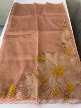 Designer Glass organza saree with applique work- MSH15195