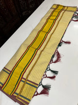 Kerala Golden tissue saree lines - Maroon & Green