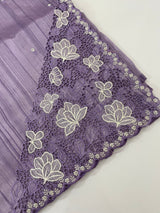 Cutwork Semi tussar saree MTSS674 Lavender