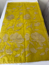 Semi Organza saree with tissue applique work MS5081- LimeGreen( Yellow Green mix)