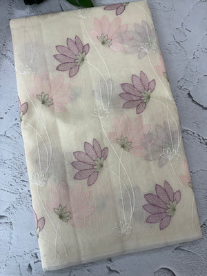 Netkota embriodery saree MS1496 Ivory