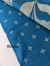 Crushed Blended tussar silk saree with embroidery- SNFCYEY