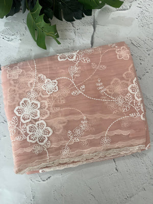 Crush Tissue Organza saree with embroidery - MS14799 PastelPeach