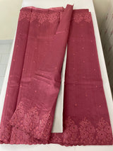 Crushed Matka Blended Tussar silk saree with embroidery MS4890- Burgundy