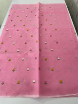 Kota checks saree with embroidery MS7680 Pink