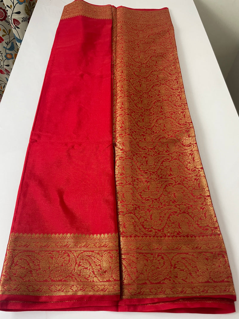 Soft dola silk saree with brocade blouse MDLS213 Red