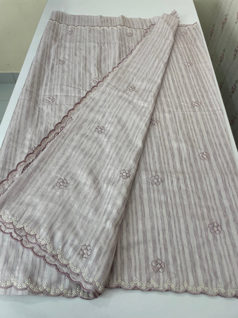 Semi silk saree with cutwork on pallu MSR908- Dusky Lavender