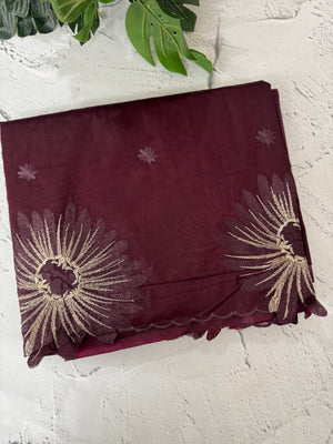 Organza saree with embroidery borders MOS4765 Wine