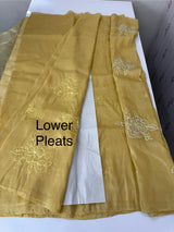 Soft Crush Organza Applique work saree with tissue applique work MS14978 ButterYellow