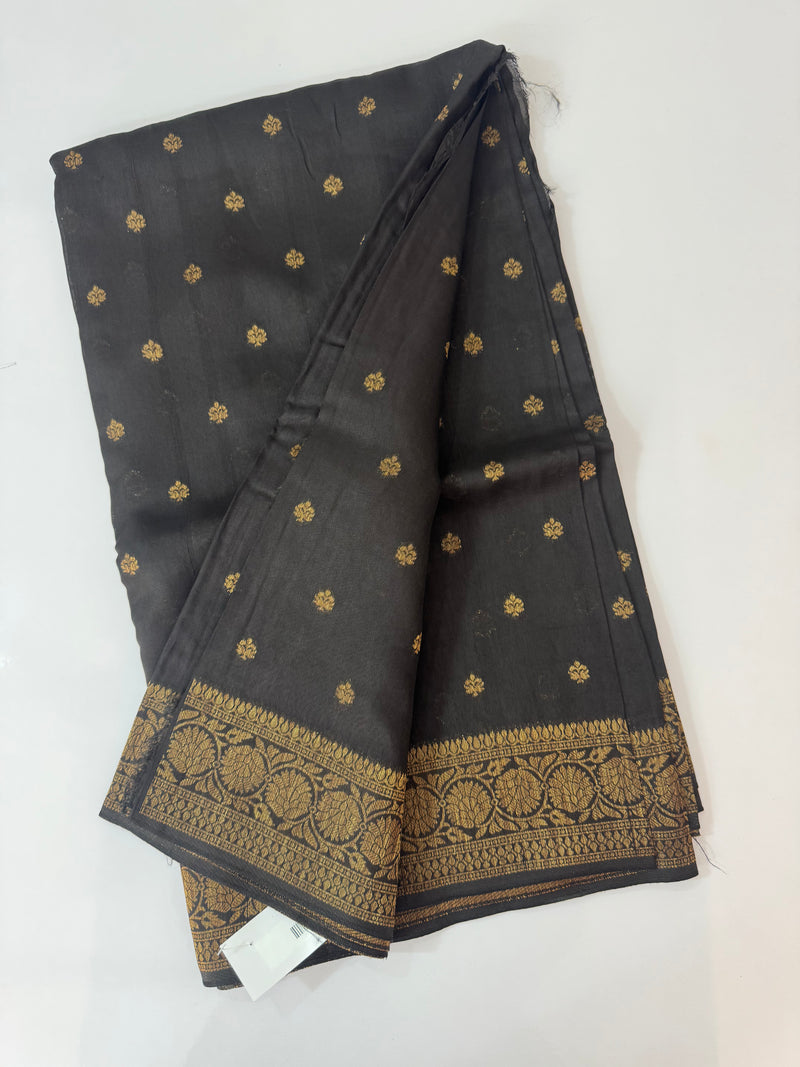 Banarasi Tussar Georgette Saree  - MS44376 Black