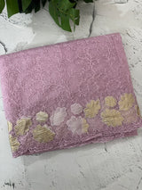 Soft Organza saree with thread work and tissue applique borders - MCW605 Lavender