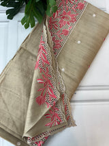 Cutwork semi Tussar saree MSTS351