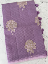 Kota Moonga checks saree with tissue applique work MMS431