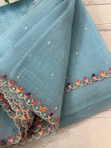 Tissue organza saree with fully worked blouse MS14176