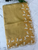 Silky kota saree with embriodery borders MS16372 Yellow