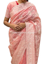 Crush Organza embroidery saree MCR119 Peach