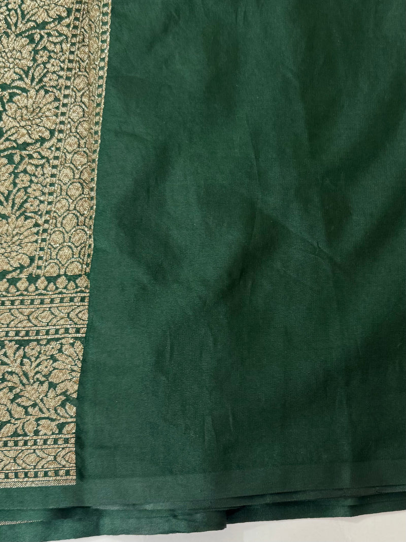 Banarasi viscose Georgette saree MKGS611- Wine to BottleGreen