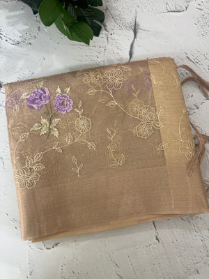 Tissue silk saree with embroidery MSH236