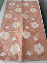 Semi organza saree with applqiue work - MSH256
