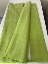 Tissue Silk applique work saree MSH120 LimeGreen
