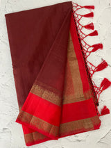 Semi Jute silk sarees with contrast pallu & blouse MJL392