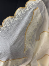Mul chanderi embriodery saree with scalloped borders MCBS654