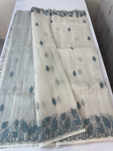 Tissue silk saree with zari checks and applique work  MSH105- Offwhite to Grey