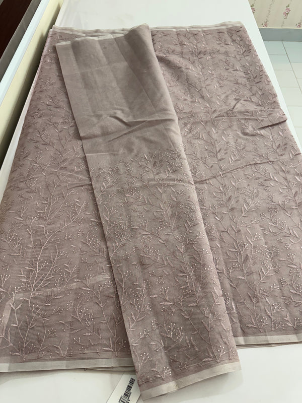 Supernet embroidery saree SEFRST PastelLightMauve