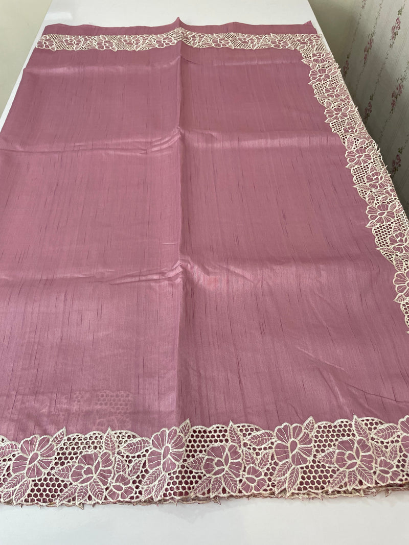 Cutwork Semi tussar saree MTSS879 OnionPink
