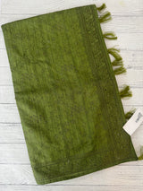 Blended tussar saree with thread work MTS9078- Vintage Jade Green