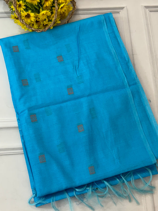 Semi tussar saree SBHMSH -CobaltBlue