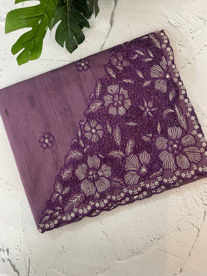 Cutwork Semi tussar saree MTSS680 Purple