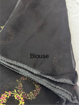 Crush chiffon saree with embroidery MCH345 Black