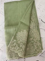 Tissue mix soft Organza saree with applique work MSCK38 DustyGreen