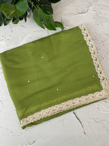 Blended Malai chanderi saree with lace borders MS5568