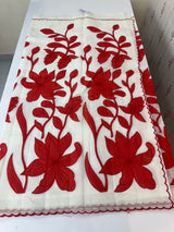 NetKota Applique work saree   -MSH998 White & Red