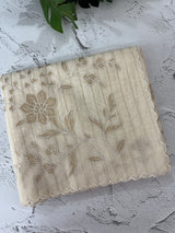 Lines Mul chanderi saree with applique work MSH147 - Offwhite