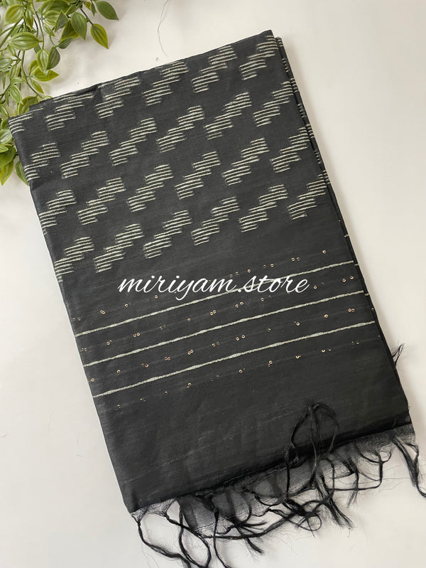 Kota staple silk saree with thread work MKST537 Black