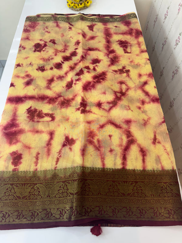 Tie & Dye Jute silk sarees  MJL987