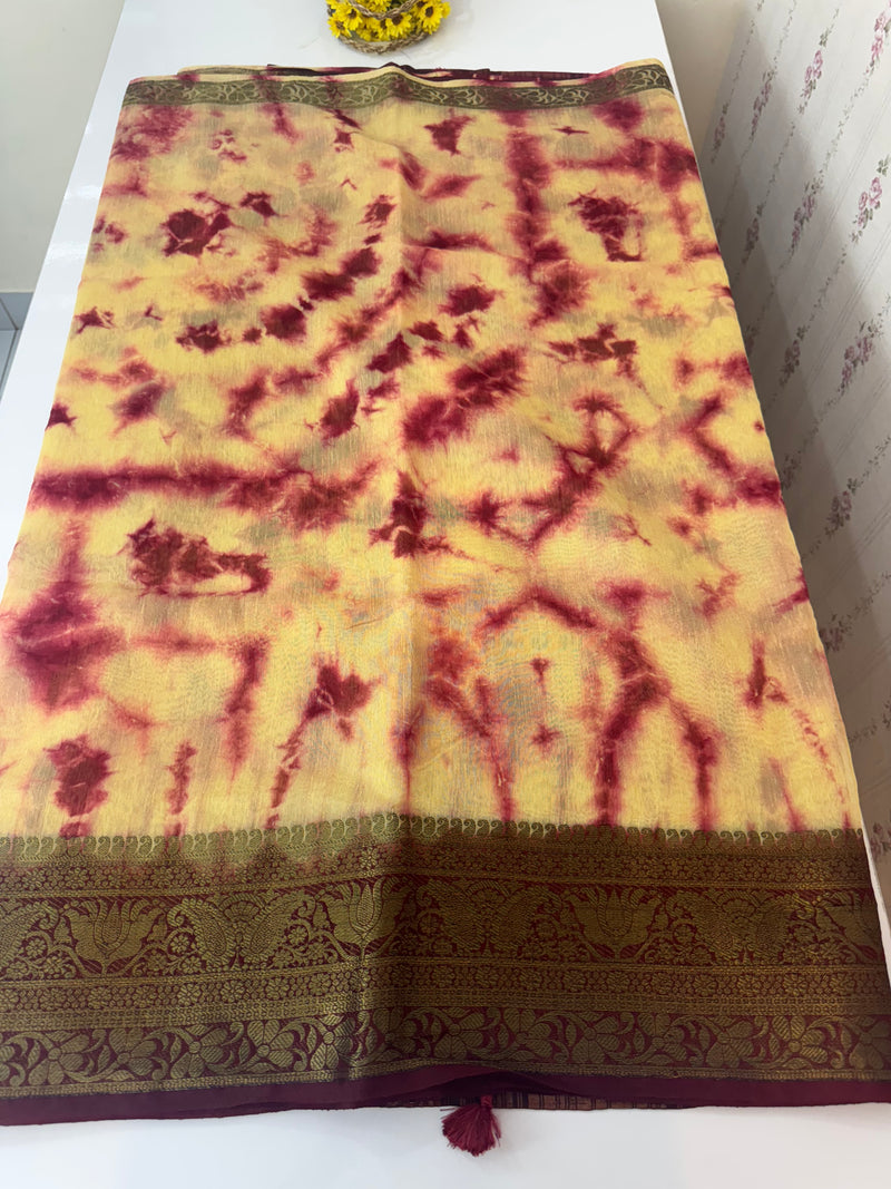 Tie & Dye Jute silk sarees  MJL987