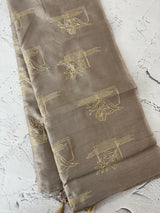 Tussar finish soft silk saree with thread embroidery MTS568 Taupe