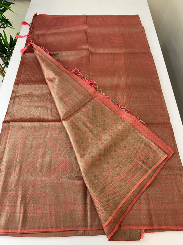 Brocade copper soft silk saree MBST213