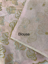 Jute Linen saree with zari & thread work MSH206 - Lavender