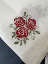 Supernet saree with cross stitch embroidery MCJ874 white & Red