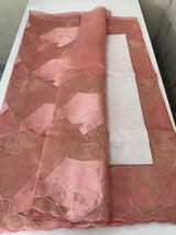 Glass organza saree with  thread work- MOS330 Peach