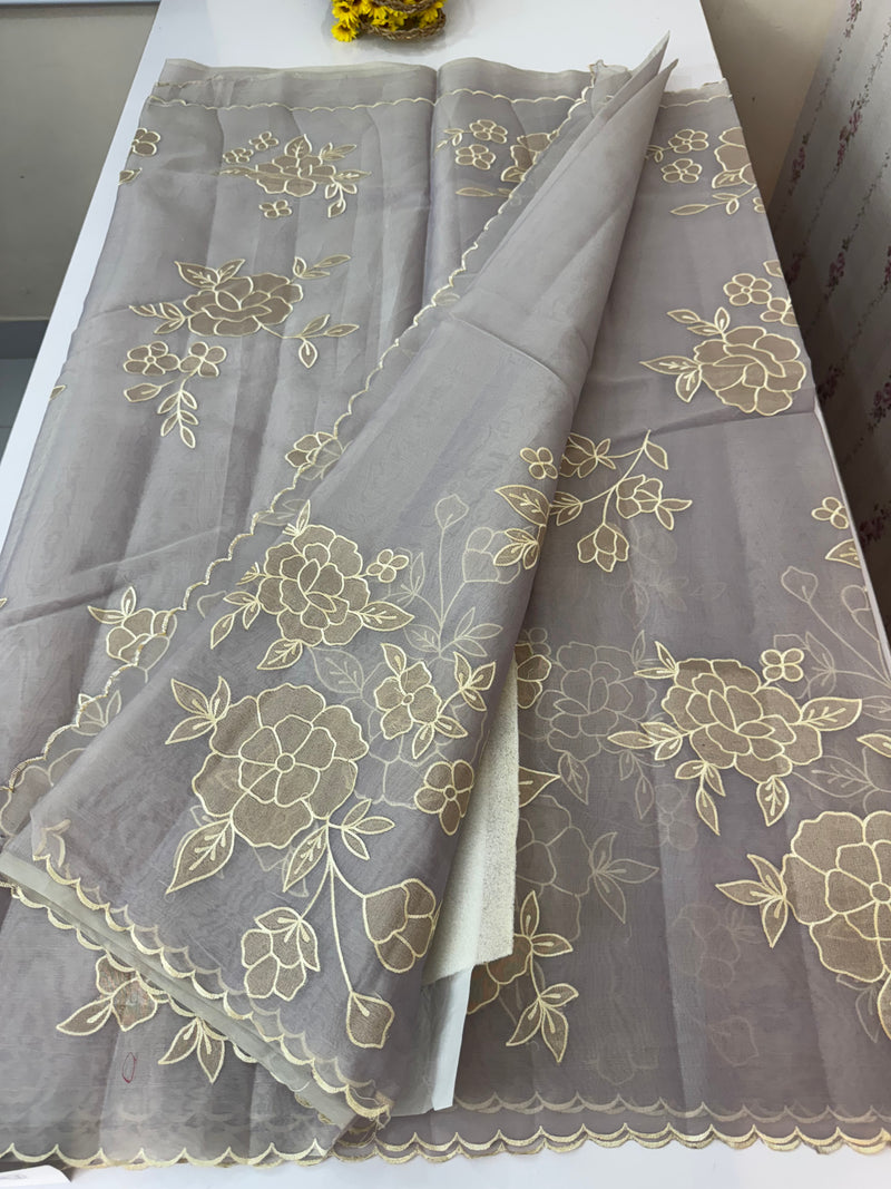 Organza saree with applique work MS5081