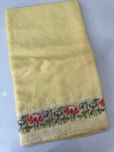 Semi linen saree with embroidery- MS15167