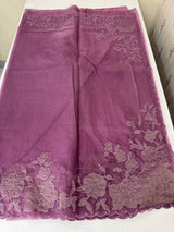 Soft organza saree with applique work - MCW543 DuskyPurple