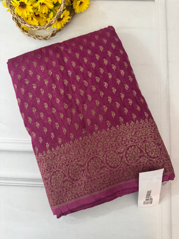 Banarasi viscose Georgette saree MKGS612- Dark OnionPink